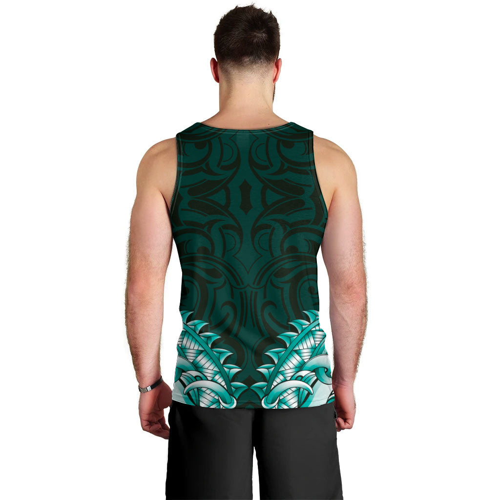 New Zealand Ta Moko Men Tank Top Aotearoa Maori Chest Tattoo Turquoise LT14 - Polynesian Pride