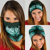 New Zealand Ta Moko Neck Gaiter Aotearoa Maori Chest Tattoo Turquoise LT14 - Polynesian Pride