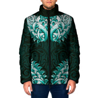 New Zealand Ta Moko Padded Jacket Aotearoa Maori Chest Tattoo Turquoise LT14 Men Turquoise - Polynesian Pride
