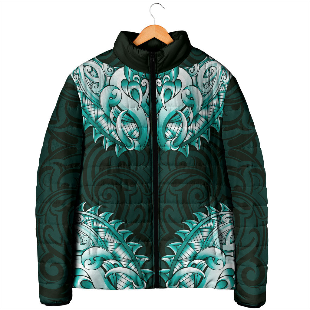 New Zealand Ta Moko Padded Jacket Aotearoa Maori Chest Tattoo Turquoise LT14 - Polynesian Pride
