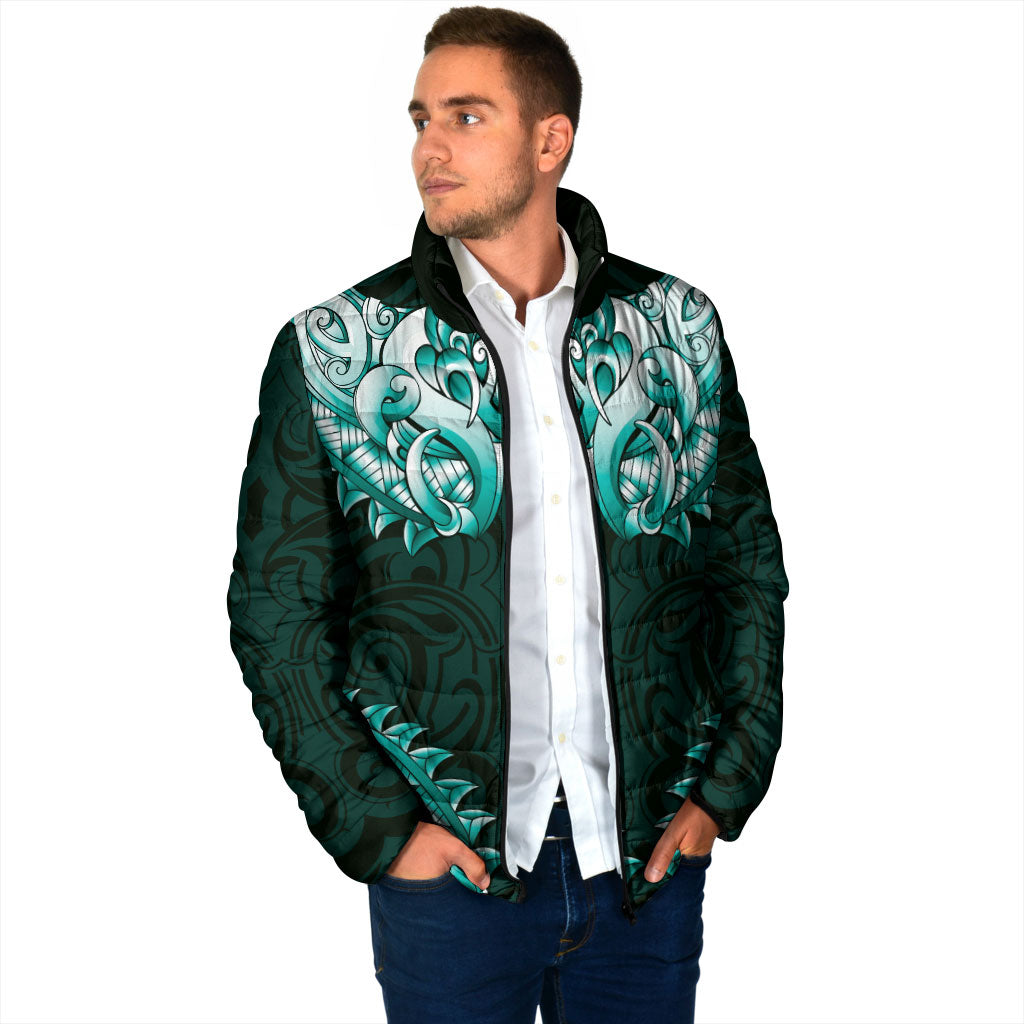 New Zealand Ta Moko Padded Jacket Aotearoa Maori Chest Tattoo Turquoise LT14 - Polynesian Pride