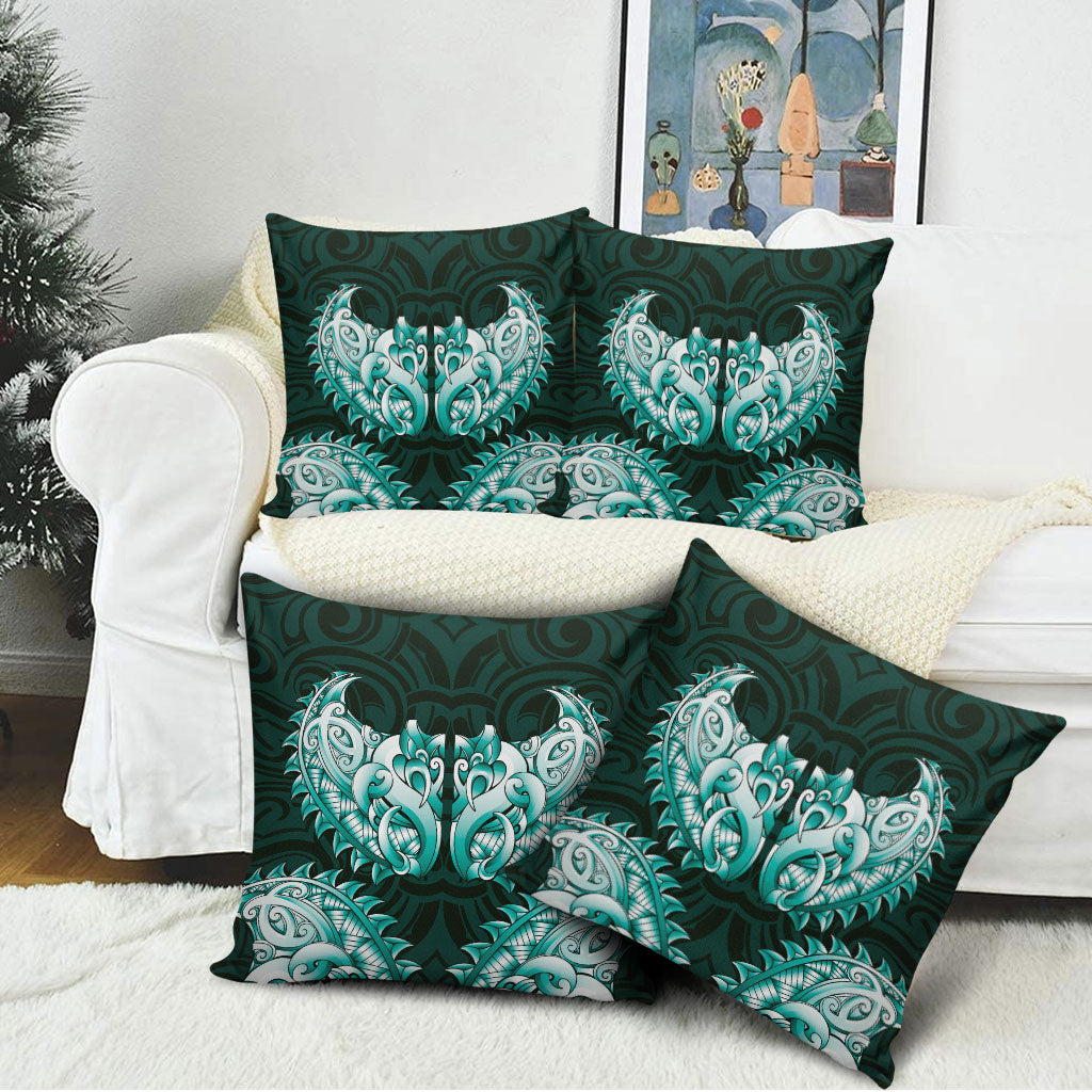 New Zealand Ta Moko Pillow Cover Aotearoa Maori Chest Tattoo Turquoise LT14 - Polynesian Pride