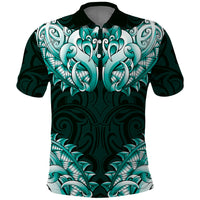 New Zealand Ta Moko Polo Shirt Aotearoa Maori Chest Tattoo Turquoise LT14 Turquoise - Polynesian Pride