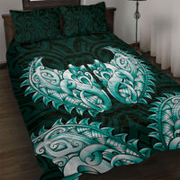 New Zealand Ta Moko Quilt Bed Set Aotearoa Maori Chest Tattoo Turquoise LT14 Turquoise - Polynesian Pride