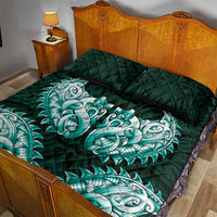 New Zealand Ta Moko Quilt Bed Set Aotearoa Maori Chest Tattoo Turquoise LT14 - Polynesian Pride
