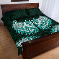 New Zealand Ta Moko Quilt Bed Set Aotearoa Maori Chest Tattoo Turquoise LT14 - Polynesian Pride