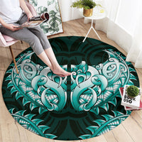 New Zealand Ta Moko Round Carpet Aotearoa Maori Chest Tattoo Turquoise LT14 - Polynesian Pride