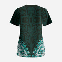New Zealand Ta Moko Scrub Top Aotearoa Maori Chest Tattoo Turquoise LT14 - Polynesian Pride