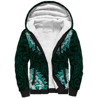 New Zealand Ta Moko Sherpa Hoodie Aotearoa Maori Chest Tattoo Turquoise LT14 Unisex Turquoise - Polynesian Pride