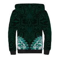 New Zealand Ta Moko Sherpa Hoodie Aotearoa Maori Chest Tattoo Turquoise LT14 - Polynesian Pride