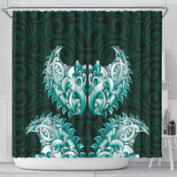 New Zealand Ta Moko Shower Curtain Aotearoa Maori Chest Tattoo Turquoise LT14 - Polynesian Pride