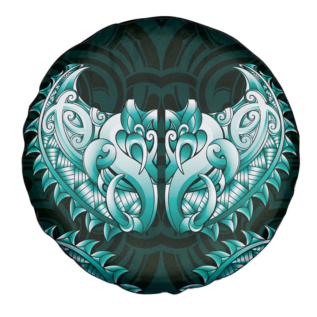 New Zealand Ta Moko Spare Tire Cover Aotearoa Maori Chest Tattoo Turquoise LT14 - Polynesian Pride