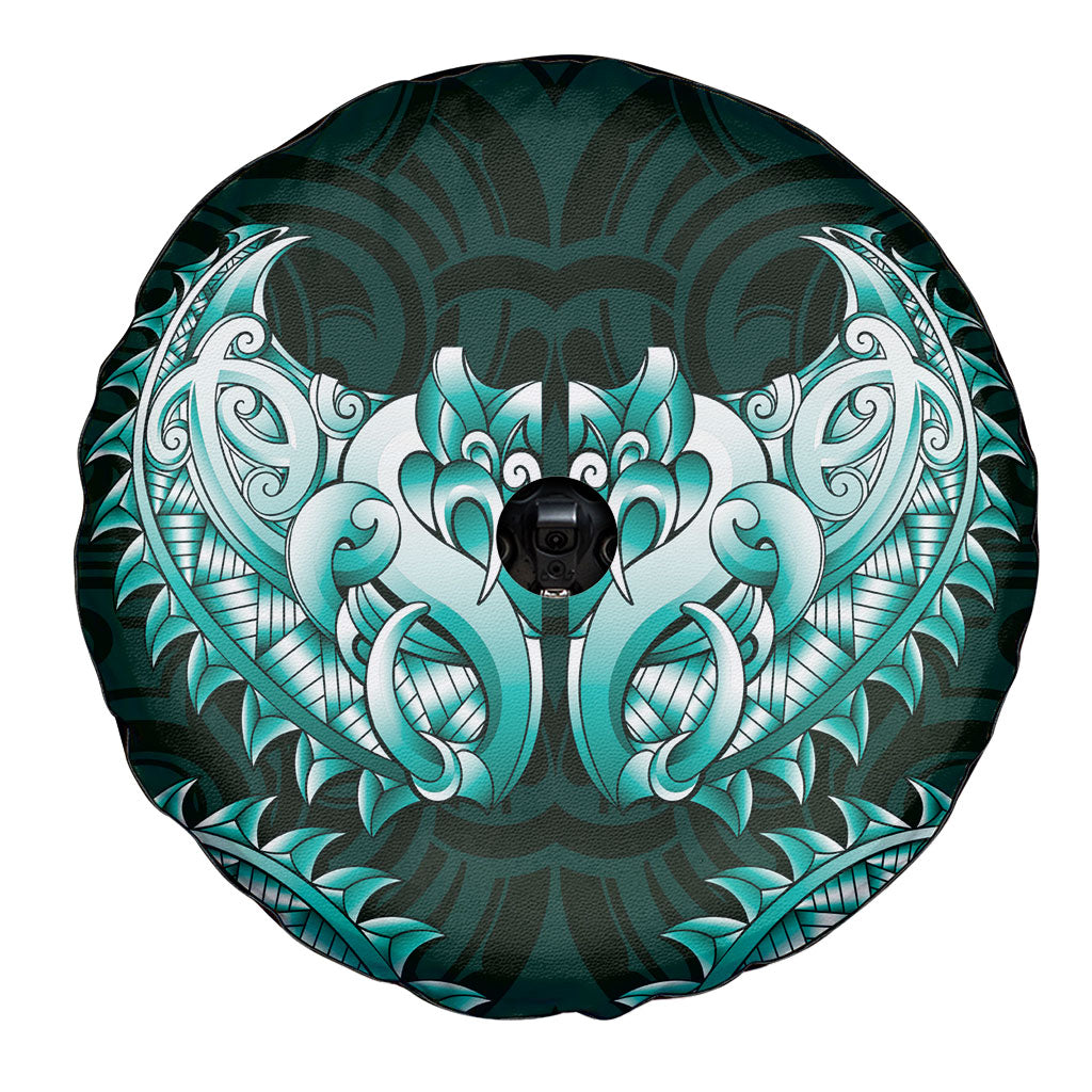 New Zealand Ta Moko Spare Tire Cover Aotearoa Maori Chest Tattoo Turquoise LT14 - Polynesian Pride