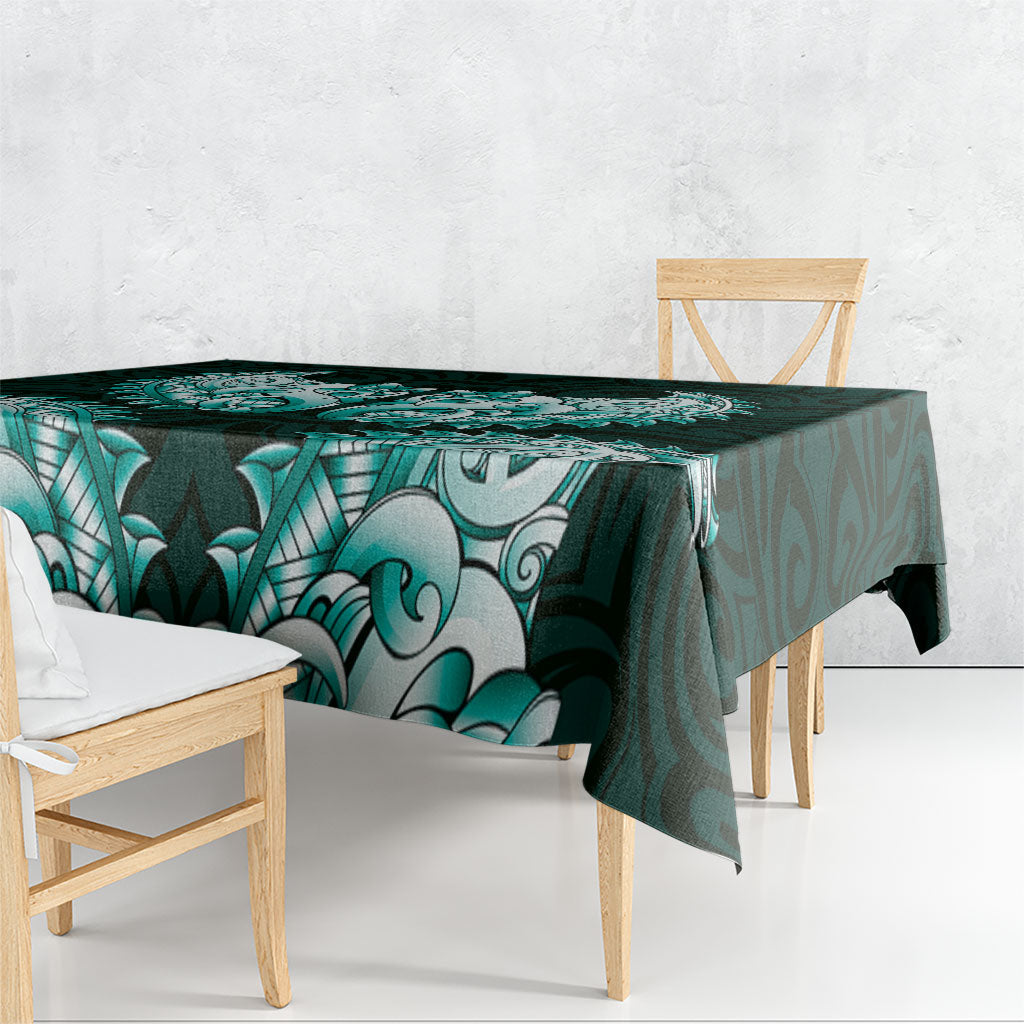 New Zealand Ta Moko Tablecloth Aotearoa Maori Chest Tattoo Turquoise LT14 - Polynesian Pride