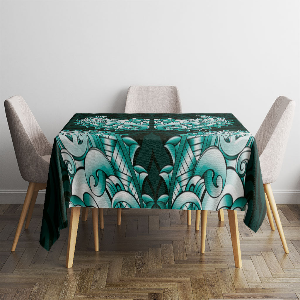 New Zealand Ta Moko Tablecloth Aotearoa Maori Chest Tattoo Turquoise LT14 - Polynesian Pride