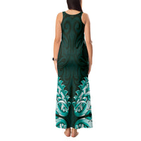 New Zealand Ta Moko Tank Maxi Dress Aotearoa Maori Chest Tattoo Turquoise LT14 - Polynesian Pride