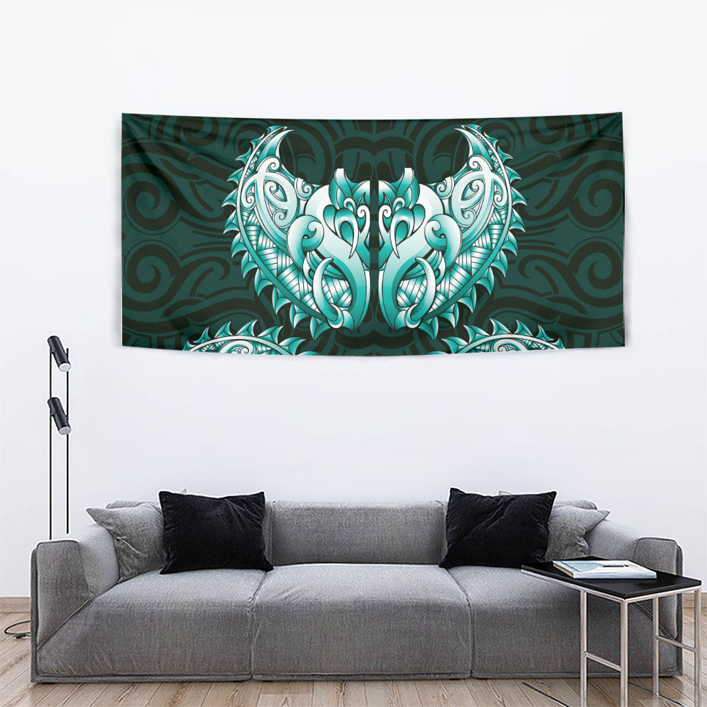 New Zealand Ta Moko Tapestry Aotearoa Maori Chest Tattoo Turquoise LT14 - Polynesian Pride