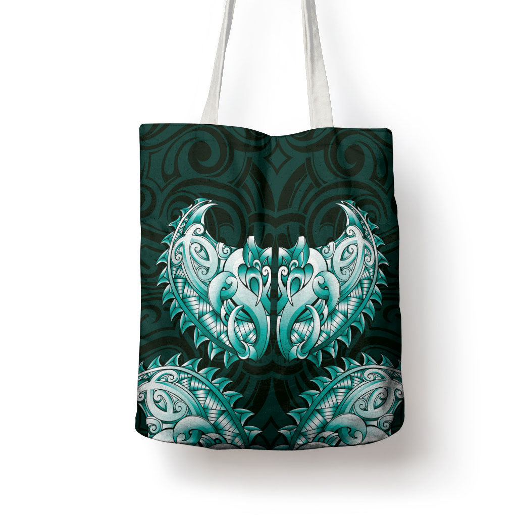 New Zealand Ta Moko Tote Bag Aotearoa Maori Chest Tattoo Turquoise LT14 - Polynesian Pride