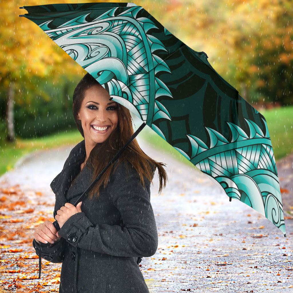 New Zealand Ta Moko Umbrella Aotearoa Maori Chest Tattoo Turquoise LT14 - Polynesian Pride