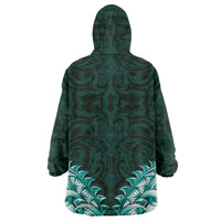 New Zealand Ta Moko Wearable Blanket Hoodie Aotearoa Maori Chest Tattoo Turquoise LT14 - Polynesian Pride
