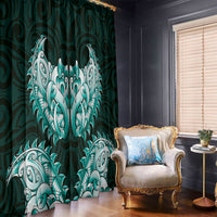 New Zealand Ta Moko Window Curtain Aotearoa Maori Chest Tattoo Turquoise LT14 - Polynesian Pride