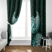 New Zealand Ta Moko Window Curtain Aotearoa Maori Chest Tattoo Turquoise LT14 - Polynesian Pride