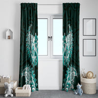 New Zealand Ta Moko Window Curtain Aotearoa Maori Chest Tattoo Turquoise LT14 - Polynesian Pride