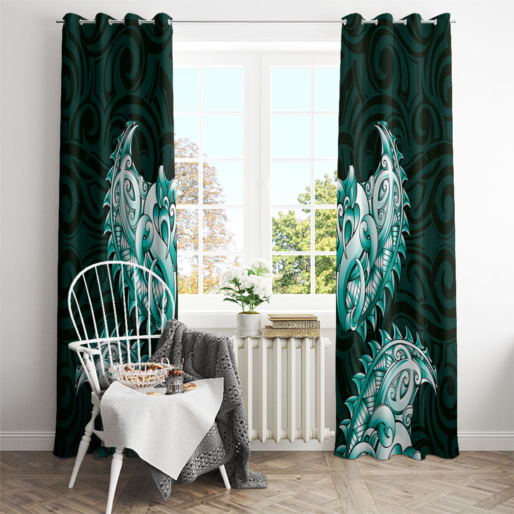 New Zealand Ta Moko Window Curtain Aotearoa Maori Chest Tattoo Turquoise LT14 - Polynesian Pride