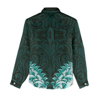 New Zealand Ta Moko Women Casual Shirt Aotearoa Maori Chest Tattoo Turquoise LT14 - Polynesian Pride