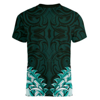 New Zealand Ta Moko Women V-Neck T-Shirt Aotearoa Maori Chest Tattoo Turquoise LT14 - Polynesian Pride