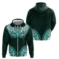 New Zealand Ta Moko Zip Hoodie Aotearoa Maori Chest Tattoo Turquoise LT14 - Polynesian Pride