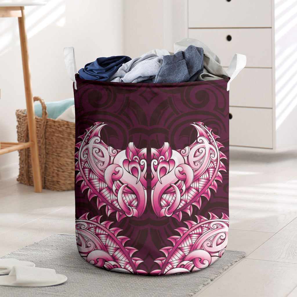 New Zealand Ta Moko Laundry Basket Aotearoa Maori Chest Tattoo Pink LT14 Pink - Polynesian Pride