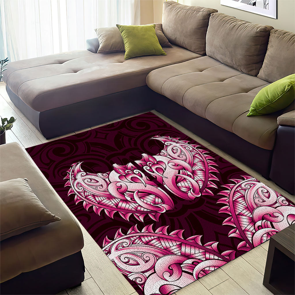 New Zealand Ta Moko Area Rug Aotearoa Maori Chest Tattoo Pink LT14 - Polynesian Pride