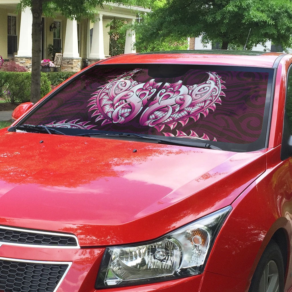 New Zealand Ta Moko Auto Sun Shade Aotearoa Maori Chest Tattoo Pink LT14 - Polynesian Pride