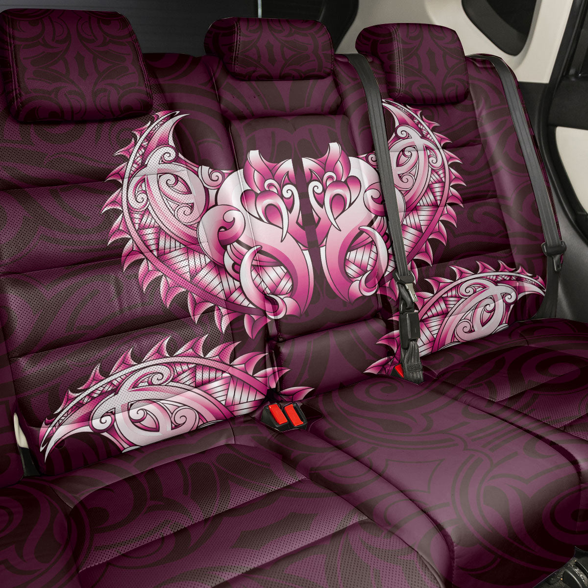 New Zealand Ta Moko Back Car Seat Cover Aotearoa Maori Chest Tattoo Pink LT14 - Polynesian Pride