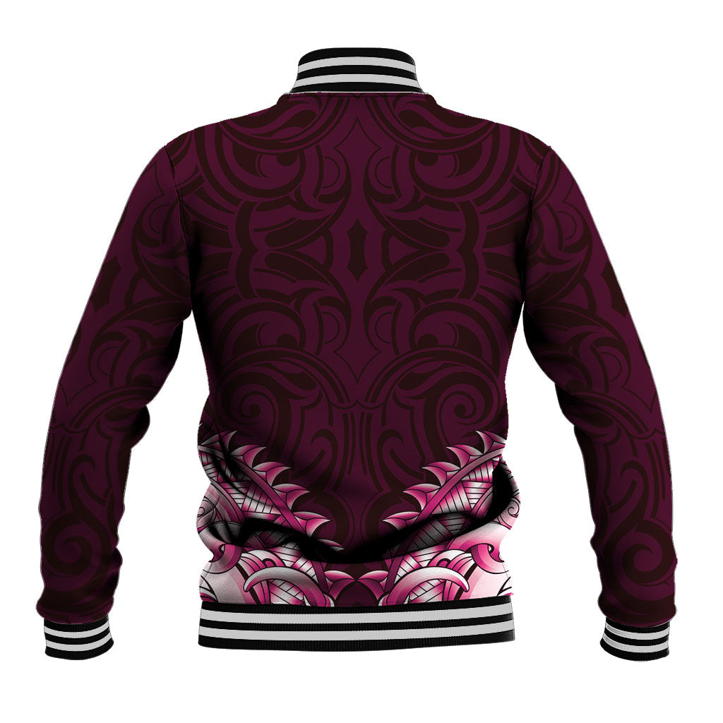New Zealand Ta Moko Baseball Jacket Aotearoa Maori Chest Tattoo Pink LT14 - Polynesian Pride