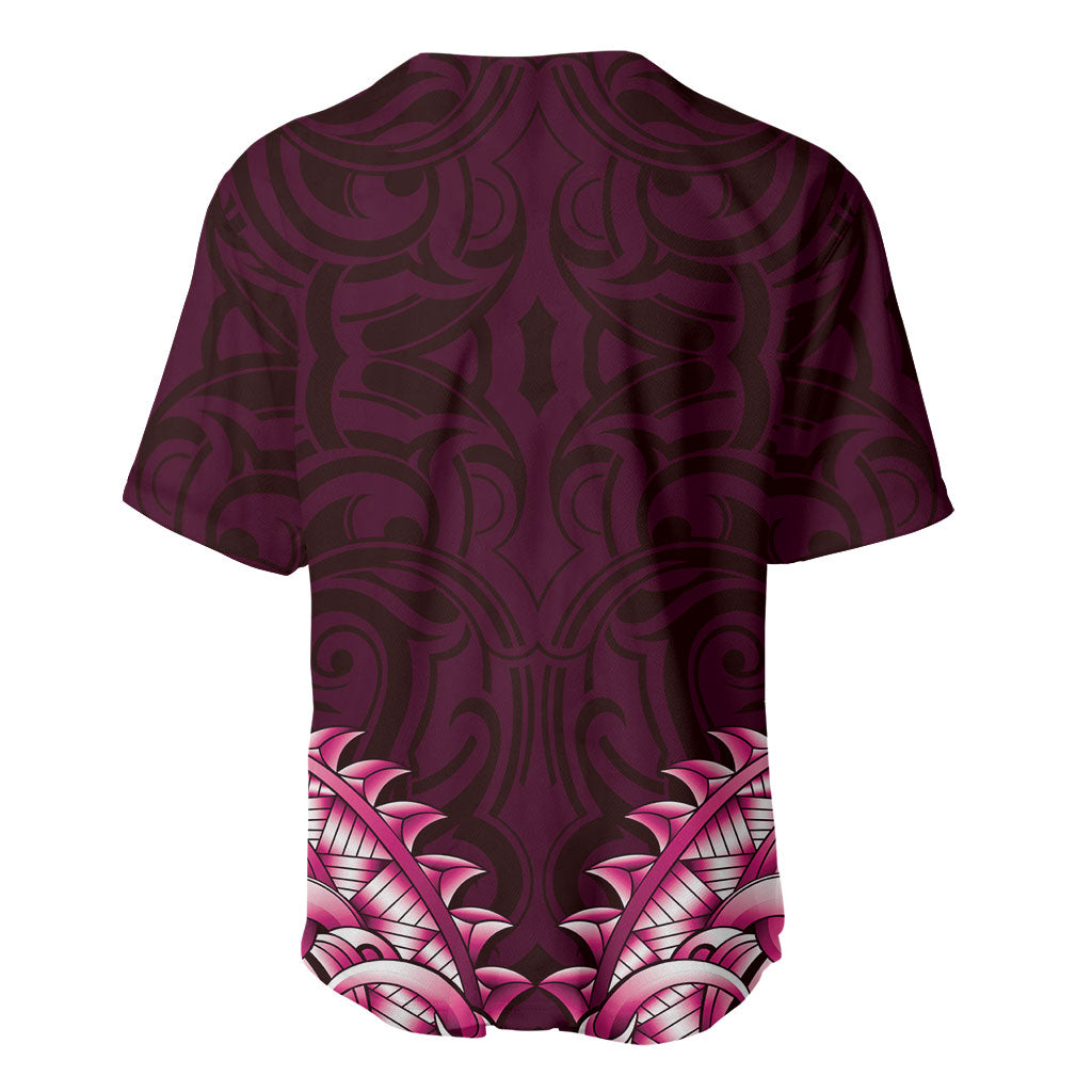 New Zealand Ta Moko Baseball Jersey Aotearoa Maori Chest Tattoo Pink LT14 - Polynesian Pride