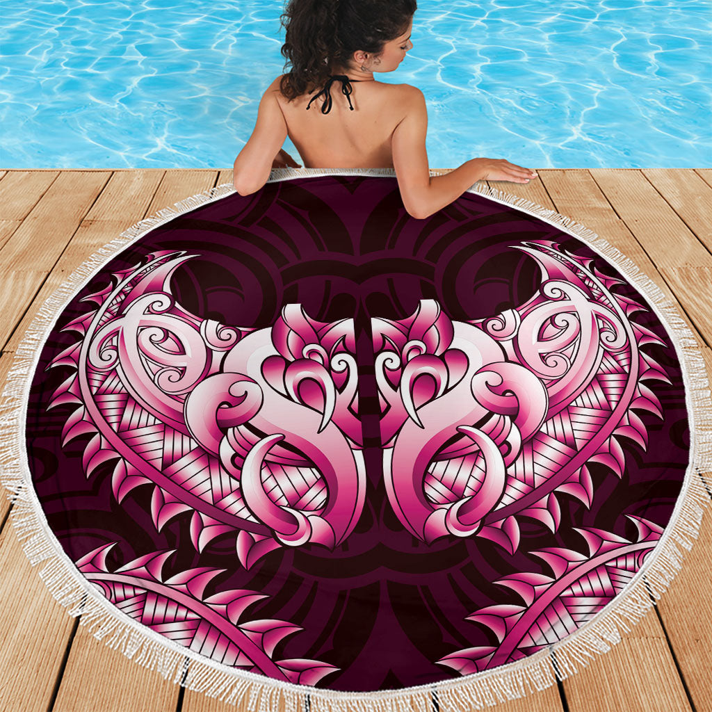 New Zealand Ta Moko Beach Blanket Aotearoa Maori Chest Tattoo Pink LT14 - Polynesian Pride