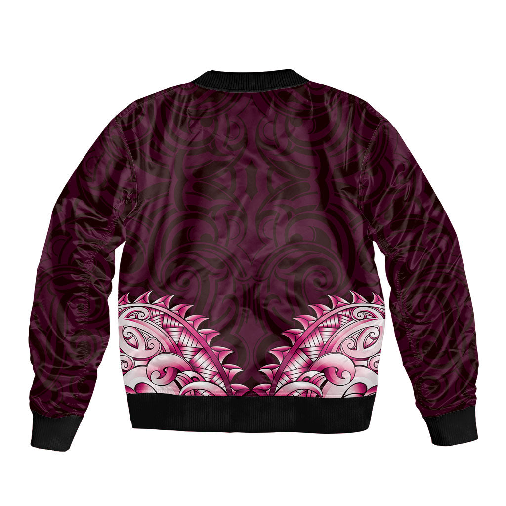 New Zealand Ta Moko Bomber Jacket Aotearoa Maori Chest Tattoo Pink LT14 - Polynesian Pride