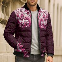 New Zealand Ta Moko Bomber Puffer Jacket Aotearoa Maori Chest Tattoo Pink LT14 - Polynesian Pride
