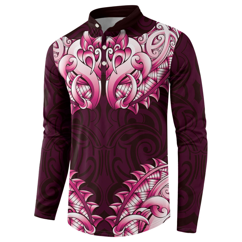 New Zealand Ta Moko Button Sweatshirt Aotearoa Maori Chest Tattoo Pink LT14 - Polynesian Pride