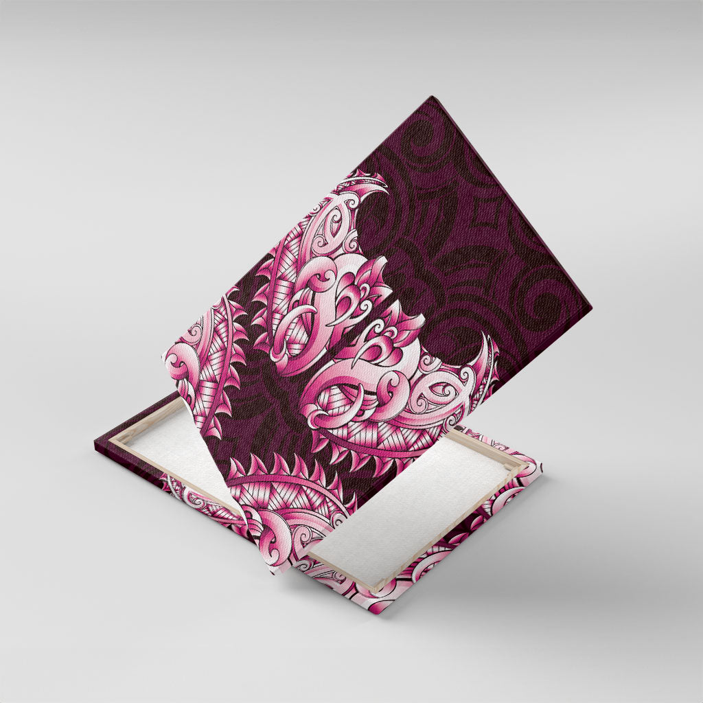 New Zealand Ta Moko Canvas Wall Art Aotearoa Maori Chest Tattoo Pink LT14 With Frame Pink - Polynesian Pride