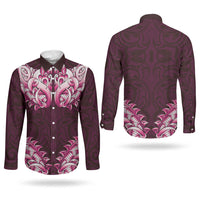 New Zealand Ta Moko Couples Matching Mermaid Dress and Long Sleeve Button Shirt Aotearoa Maori Chest Tattoo Pink LT14 - Polynesian Pride