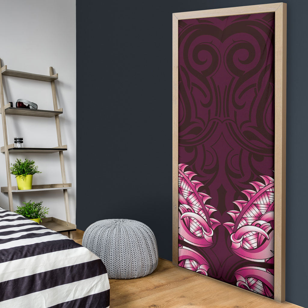 New Zealand Ta Moko Door Cover Aotearoa Maori Chest Tattoo Pink LT14 - Polynesian Pride