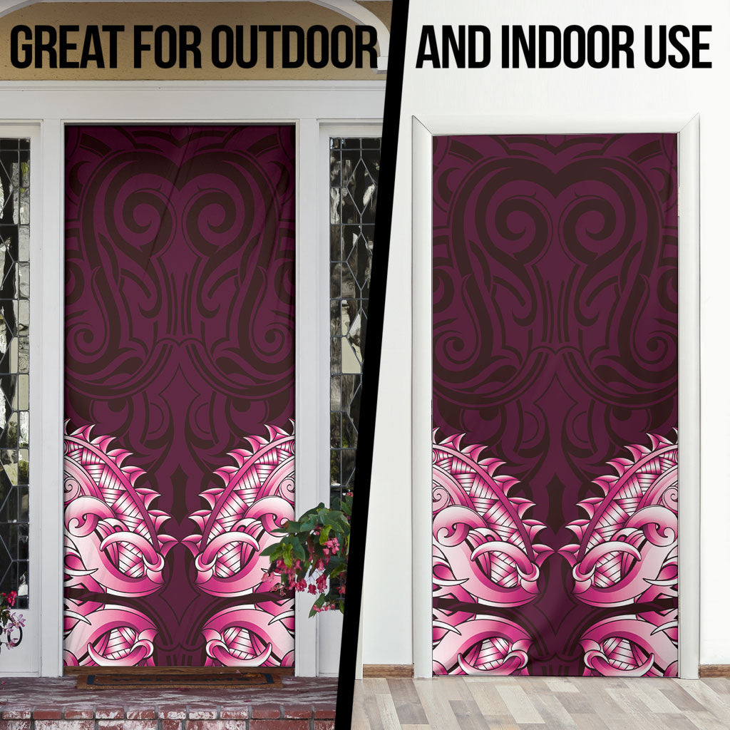 New Zealand Ta Moko Door Cover Aotearoa Maori Chest Tattoo Pink LT14 - Polynesian Pride