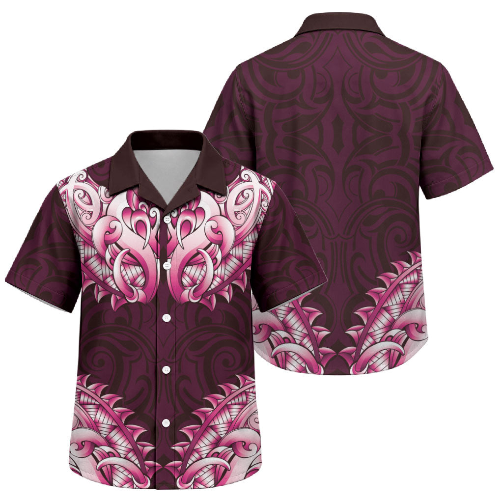 New Zealand Ta Moko Family Matching Short Sleeve Bodycon Dress and Hawaiian Shirt Aotearoa Maori Chest Tattoo Pink LT14 Son's Shirt Pink - Polynesian Pride