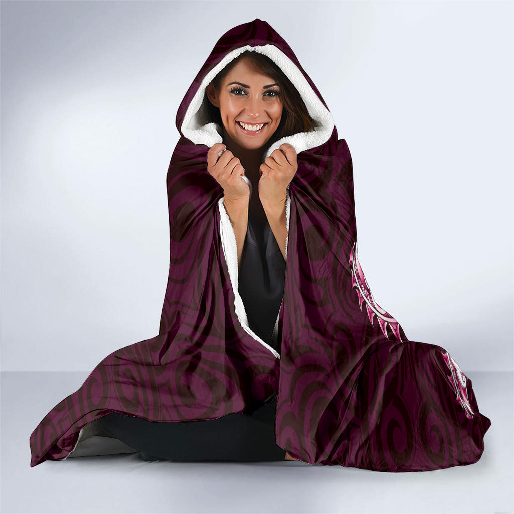 New Zealand Ta Moko Hooded Blanket Aotearoa Maori Chest Tattoo Pink LT14 - Polynesian Pride
