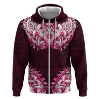 New Zealand Ta Moko Hoodie Aotearoa Maori Chest Tattoo Pink LT14 Zip Hoodie Pink - Polynesian Pride