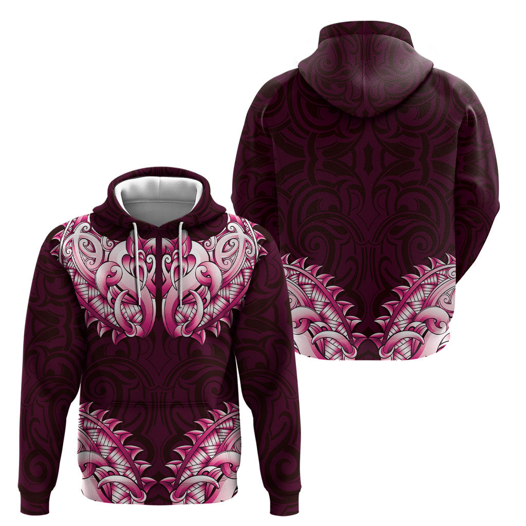 New Zealand Ta Moko Hoodie Aotearoa Maori Chest Tattoo Pink LT14 - Polynesian Pride