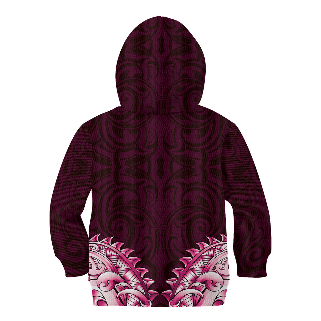 New Zealand Ta Moko Kid Hoodie Aotearoa Maori Chest Tattoo Pink LT14 - Polynesian Pride